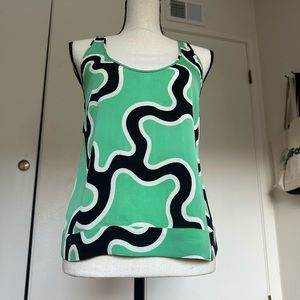 Diane Von Furstenberg DVF Bastiaan Green Silk Tank Top Size 8